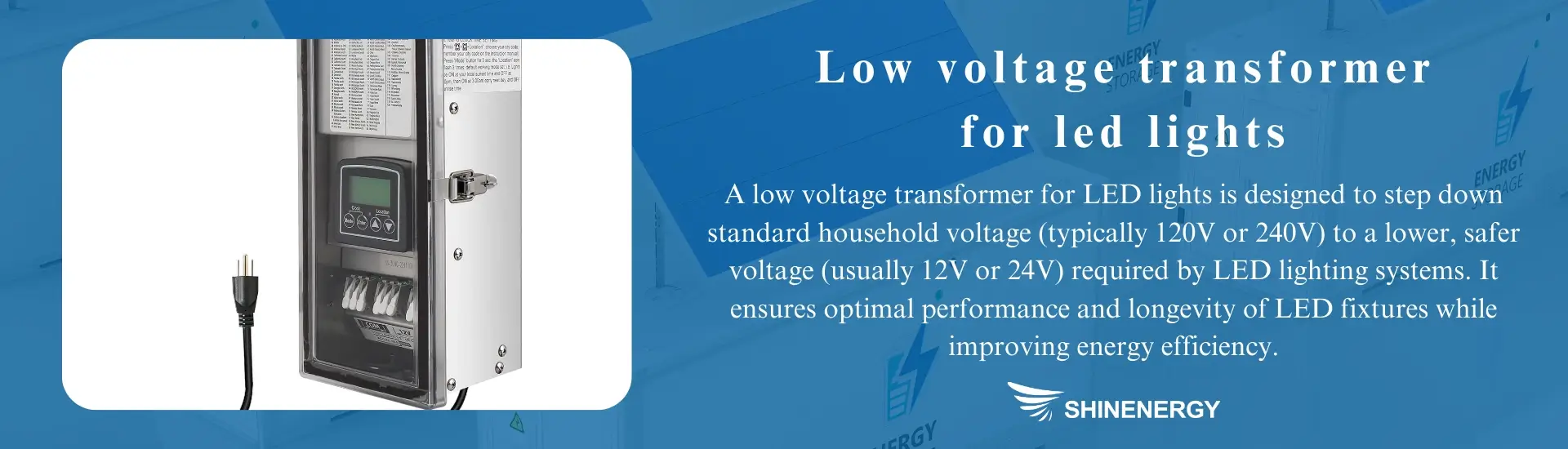 Low voltage transformer for led lights