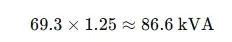 transformer kva chart